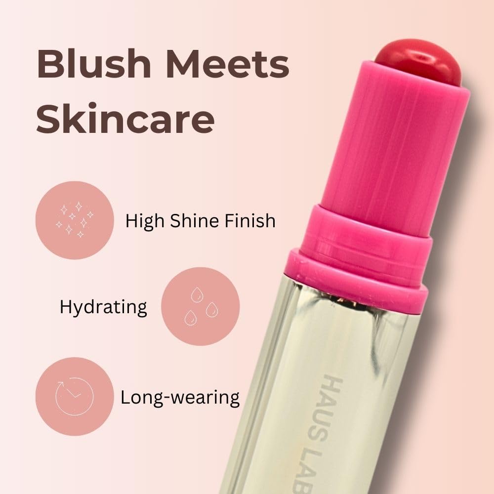 Haus Labs Color Fuse Longwear Hydrating Glassy Lip + Cheek Blush Balm Stick - Glassy Pitaya - TrustMedUSA