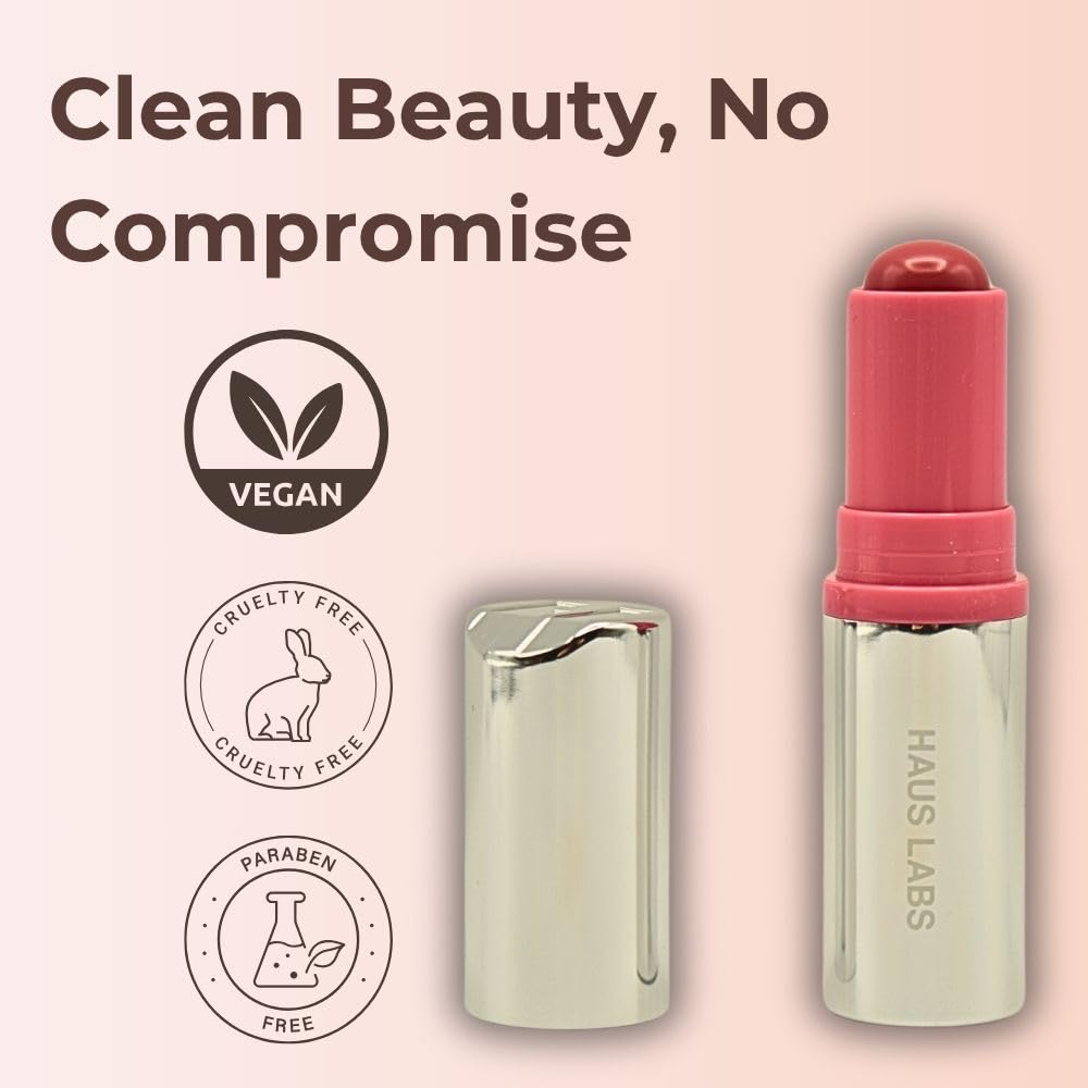 Haus Labs Color Fuse Longwear Hydrating Glassy Lip + Cheek Blush Balm Stick - Glassy Rosette - TrustMedUSA