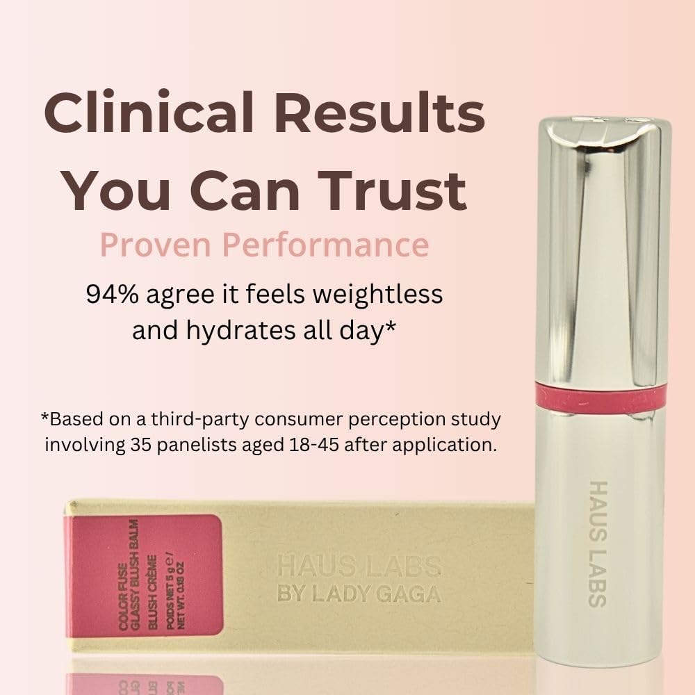 Haus Labs Color Fuse Longwear Hydrating Glassy Lip + Cheek Blush Balm Stick - Glassy Rosette - TrustMedUSA