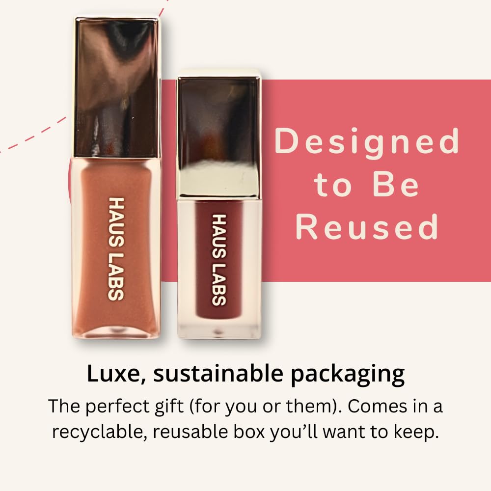 Haus Labs PHD Hybrid Innovation Plumping Lip Glaze Duo - Honey Shimmer Full Size & Persimmon Mini - TrustMedUSA