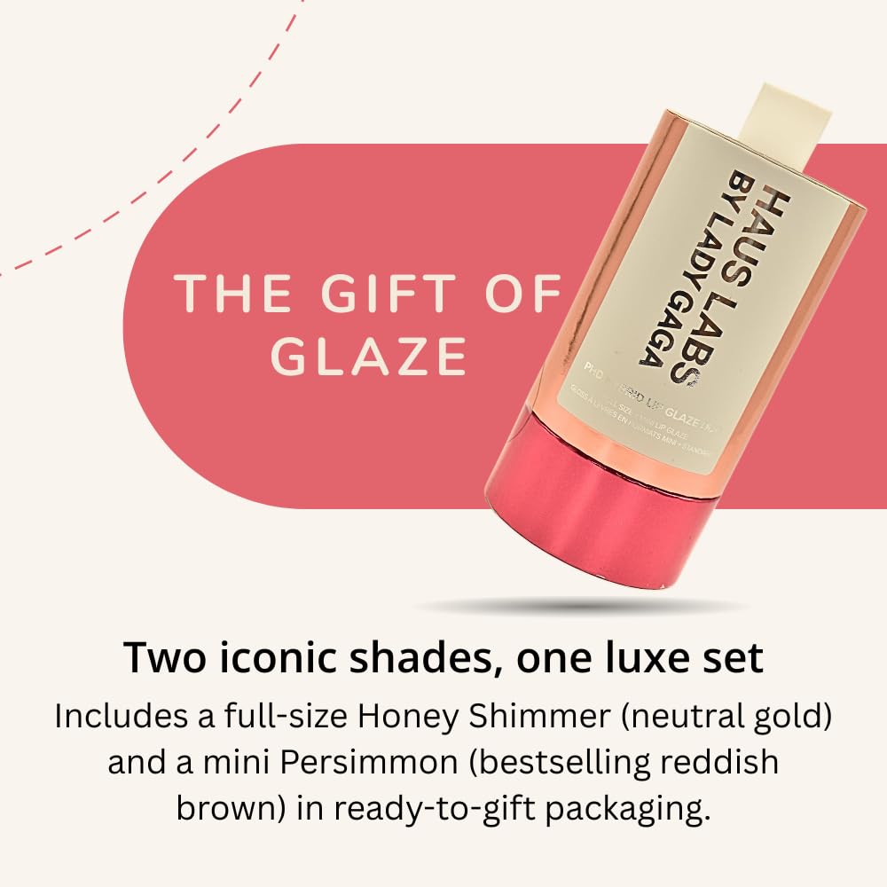 Haus Labs PHD Hybrid Innovation Plumping Lip Glaze Duo - Honey Shimmer Full Size & Persimmon Mini - TrustMedUSA
