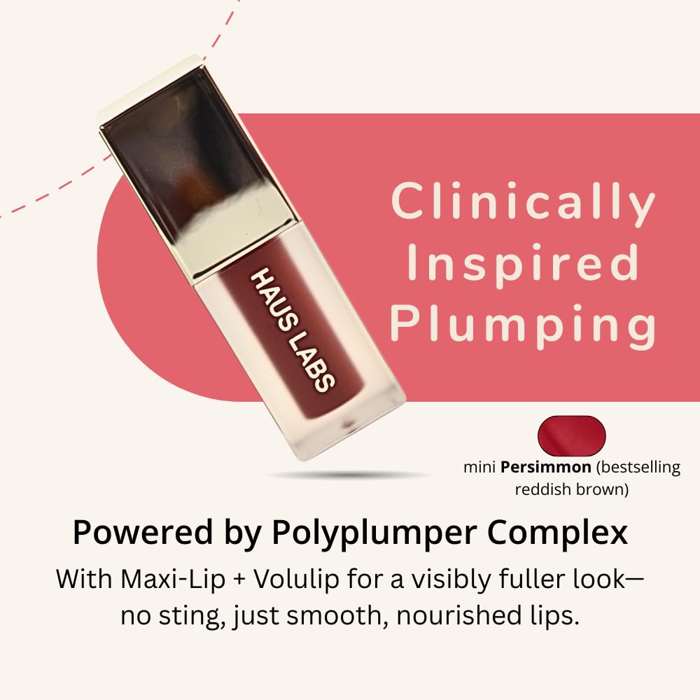 Haus Labs PHD Hybrid Innovation Plumping Lip Glaze Duo - Honey Shimmer Full Size & Persimmon Mini - TrustMedUSA