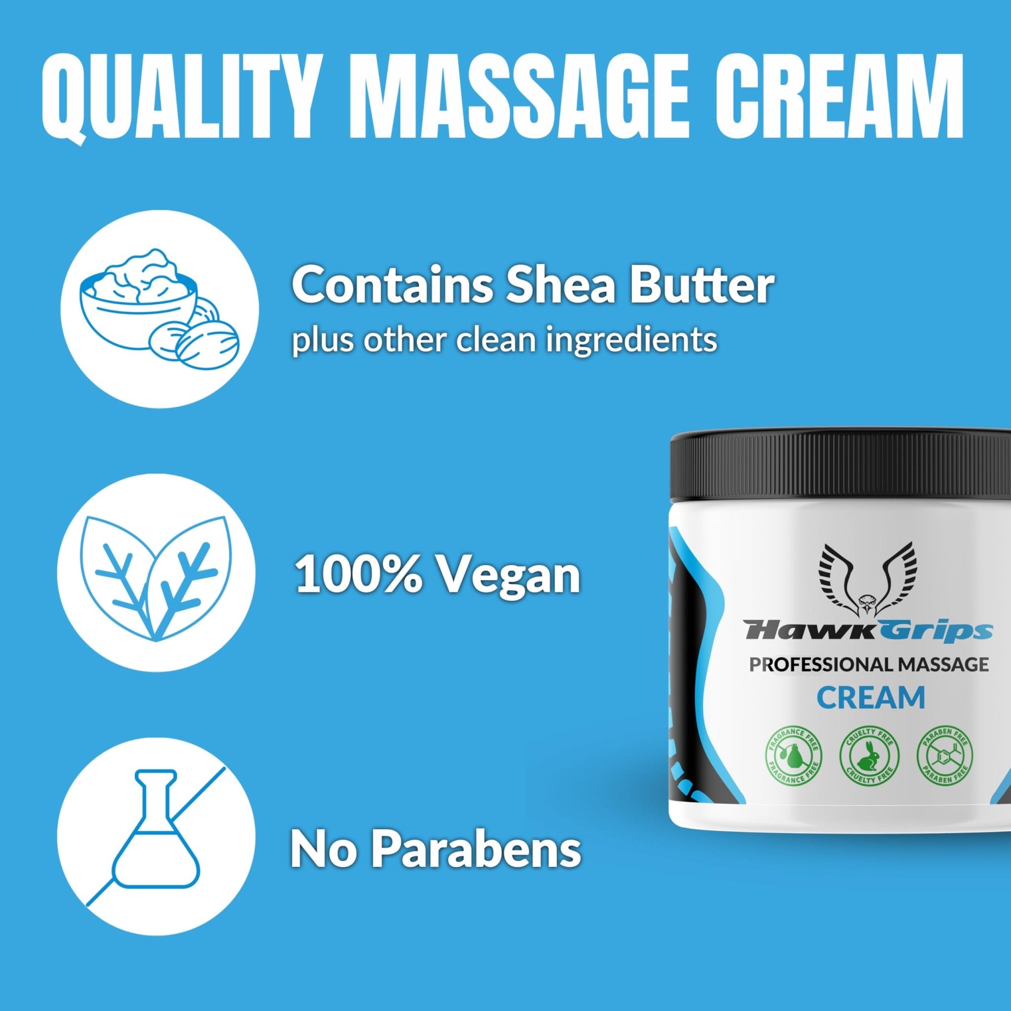 HawkGrips 8oz Massage Emollient and 8oz Massage Cream Bundle, Unscented, IASTM Massage, Cupping Therapy, Whole Body Muscle Cream, Deep Tissue Professional Massage Therapy - TrustMedUSA