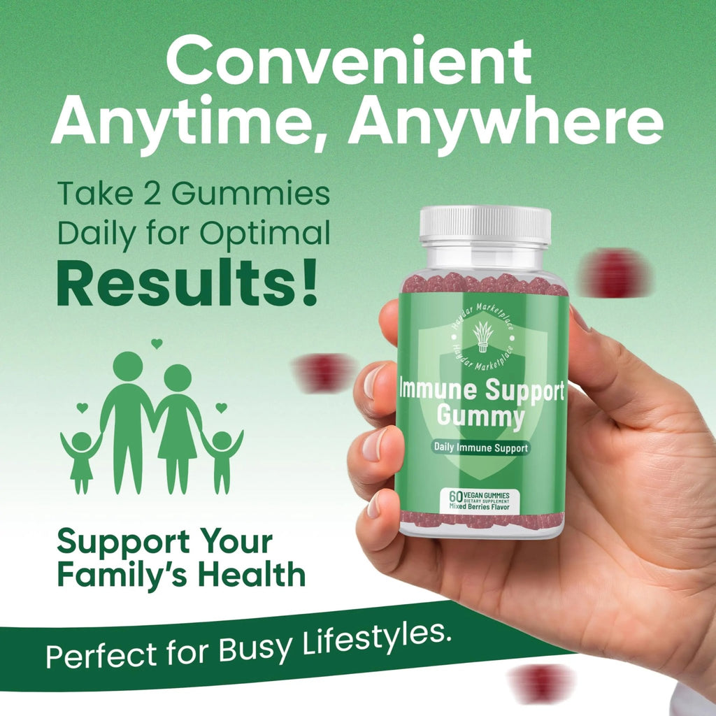 Haydar Marketplace Immune Boosters for Adults - Vegan Immune Support Gummies with Vitamins C & D, Zinc, Magnesium, Probiotics - TrustMedUSA