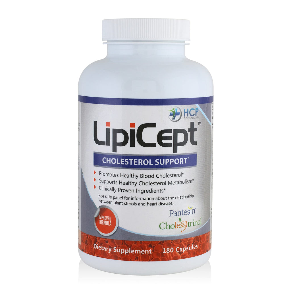 HCP Formulas - LipiCept - Natural Cholesterol Support Formula with Plant Sterols - Maintain Healthy Cholesterol Levels Already Within a Normal Range - Vegetarian - Dietary Supplement - 180 Caps - TrustMedUSA