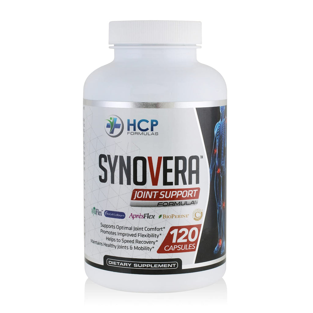 HCP Formulas - Synovera - Joint Support Complex with Turmeric Extract & Collagen - Mobility & Flexibility - Healthy Joints, Tendon, Ligament, and Synovial Tissue - Dietary Supplement - 120 Caps - TrustMedUSA
