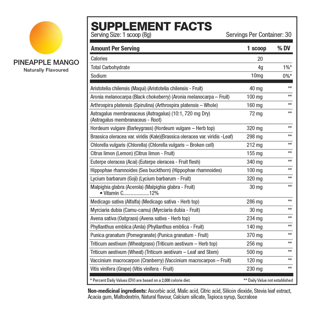 HD MUSCLE GreensHD Premium Daily Greens | Organic Superfood Blends | for Immune Support & Digestion | with Spirulina, Chlorella, & Adaptogenic Herbs | 30 Servings (Pineapple Mango) - TrustMedUSA