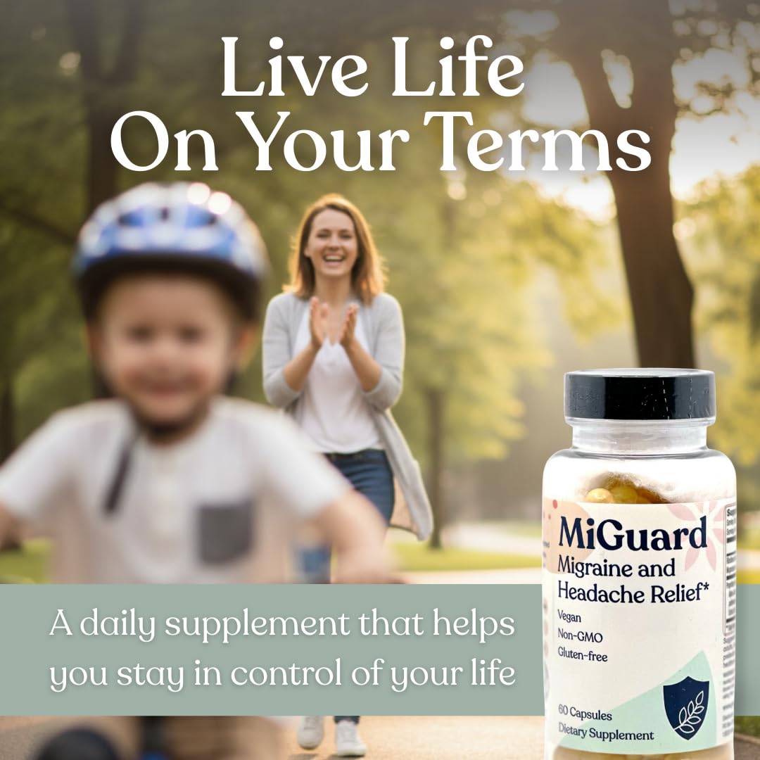 Headache and Migraine Relief Supplements - Drug Free Migraine Prevention Supplement - Natural Supplements for Migraine Headaches - Helps Reduce Frequency & Severity (60 Capsules) - TrustMedUSA