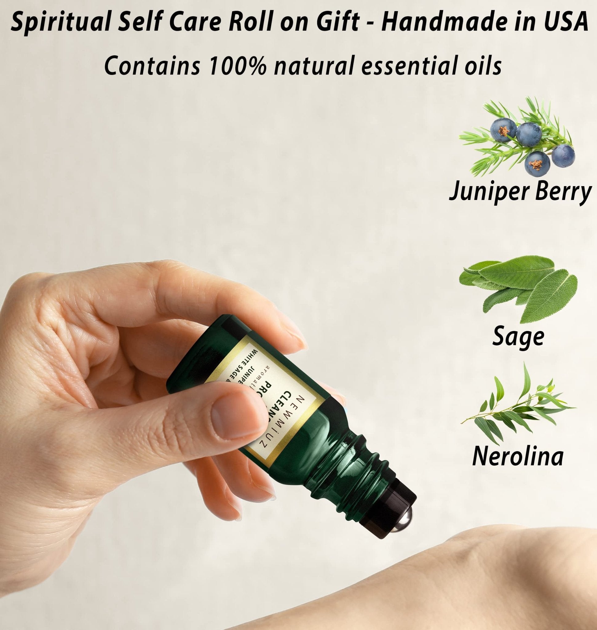 Headache Roll On Stick Peppermint Rosemary and Eucalyptus & Cleansing and Protect Juniper Berry White Sage with Nerolina Pack of 2 - TrustMedUSA