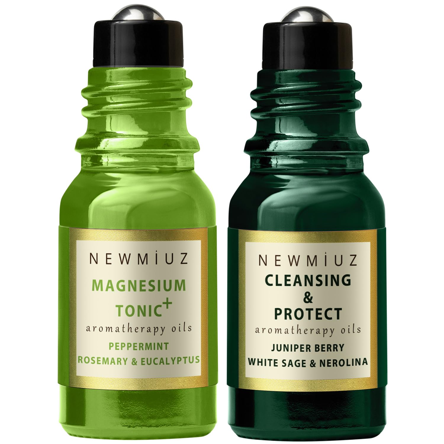 Headache Roll On Stick Peppermint Rosemary and Eucalyptus & Cleansing and Protect Juniper Berry White Sage with Nerolina Pack of 2 - TrustMedUSA