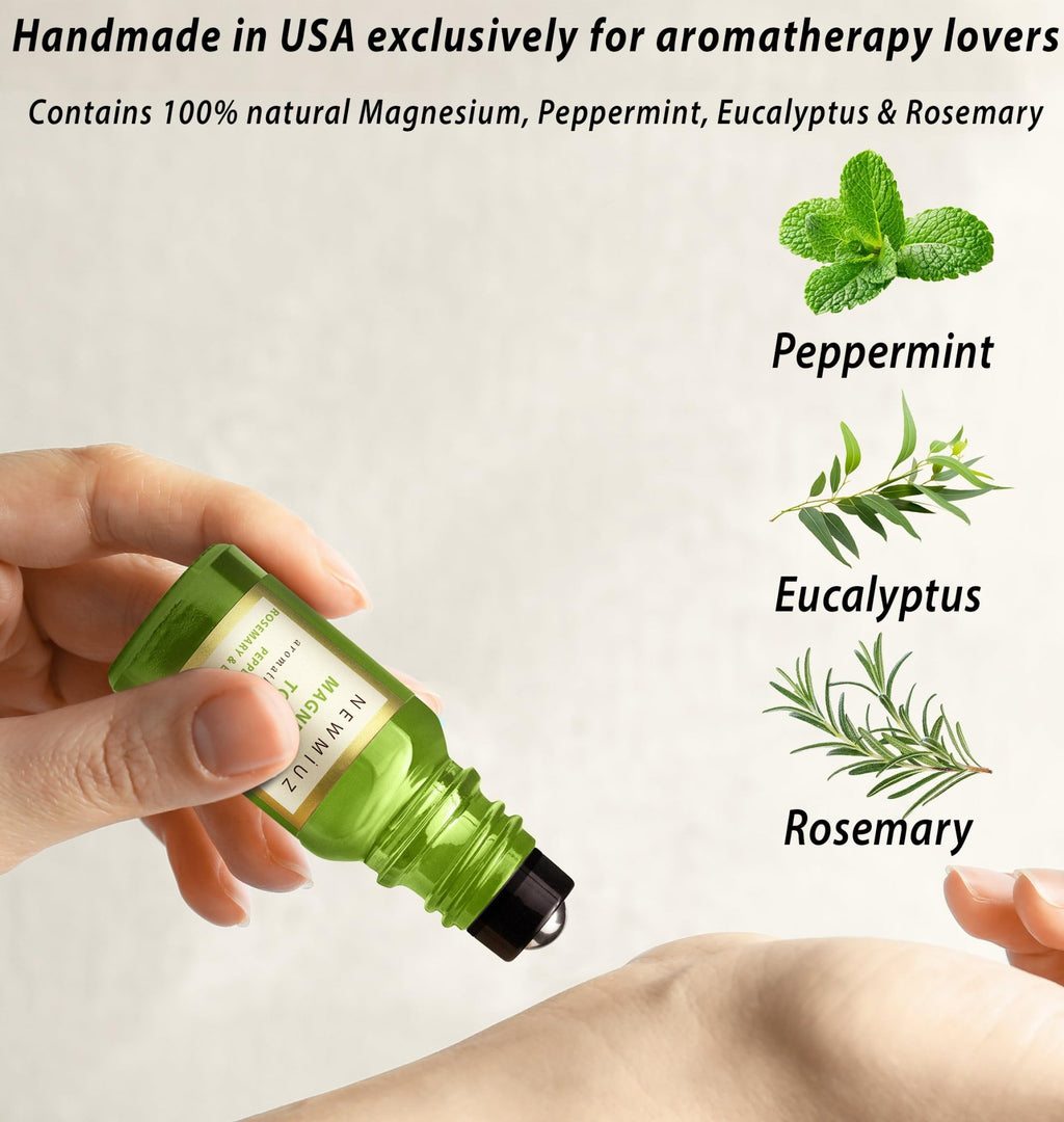 Headache Roll On Stick Peppermint Rosemary and Eucalyptus & Cleansing and Protect Juniper Berry White Sage with Nerolina Pack of 2 - TrustMedUSA