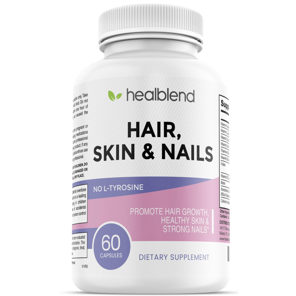 healblend Hair Skin and Nails Vitamins for Women with Biotin 5000 mcg, Iron and Manganese | Vegan, Non-GMO | 60 Capsules - TrustMedUSA