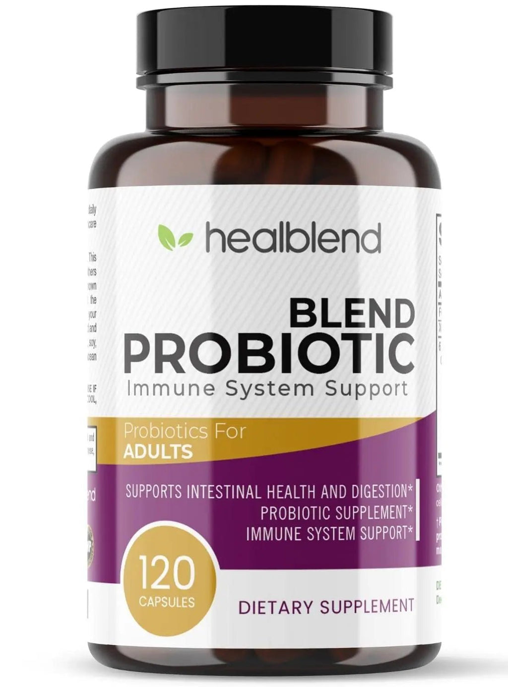 healblend Probiotic Caps Dietary Supplement Capsules, Probiotic for Women and for Men Digestive Health, Immune System Support, Non-GMO, Gluten-Free, 120 Veg Caps - TrustMedUSA