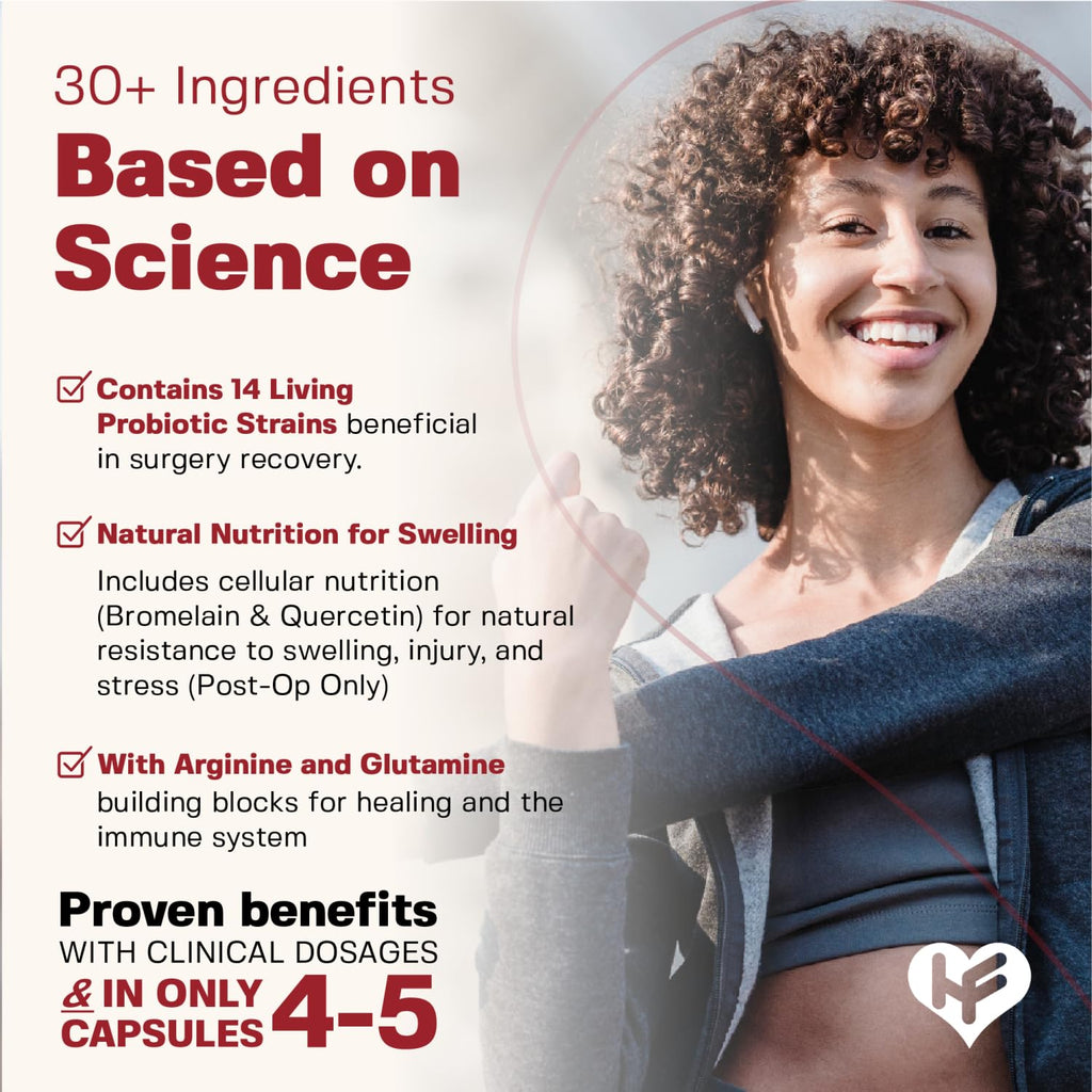 HealFast Complete Surgery & Injury Recovery Supplement: for Wound, Scar Treatment & Bruising w/Vitamins, Bromelain, Quercetin & Probiotics (Pre+Post Op) - TrustMedUSA