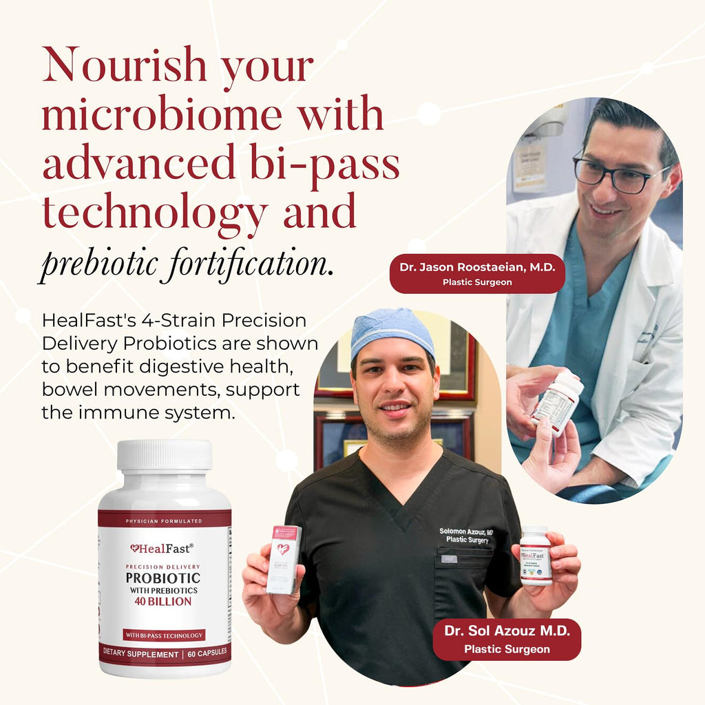 HealFast Physician Formulated Probiotic Supplement - 40 Billion CFU - Live Prebiotics and Probiotics for Men and Women - Probiotics for Gut Health - Non-GMO and Vegan - 30 Day Supply - TrustMedUSA