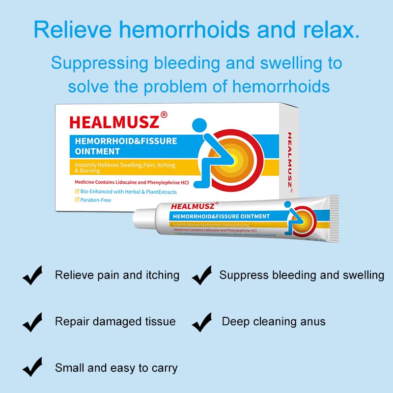 HEALMUSZ Hemorrhoid & Fissure Ointment,with 4% Lidocaine and Phenylephrine HCl,Fast Relief for Pain, Swelling, Discomfort & Itching | 1.5 oz - TrustMedUSA