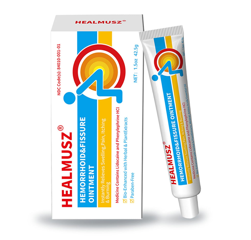 HEALMUSZ Hemorrhoid & Fissure Ointment,with 4% Lidocaine and Phenylephrine HCl,Fast Relief for Pain, Swelling, Discomfort & Itching | 1.5 oz - TrustMedUSA