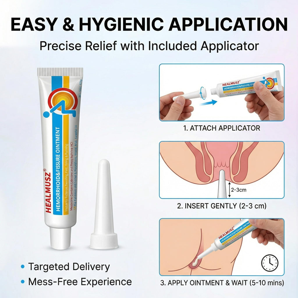 HEALMUSZ Hemorrhoid & Fissure Ointment,with 4% Lidocaine and Phenylephrine HCl,Fast Relief for Pain, Swelling, Discomfort & Itching | 1.5 oz - TrustMedUSA