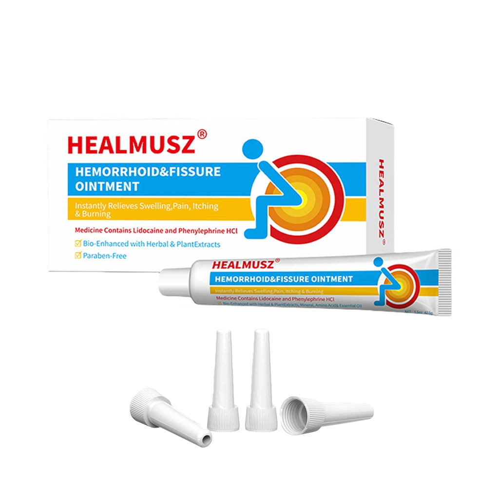 HEALMUSZ Hemorrhoid & Fissure Ointment,with 4% Lidocaine and Phenylephrine HCl,Fast Relief for Pain, Swelling, Discomfort & Itching | 1.5 oz - TrustMedUSA