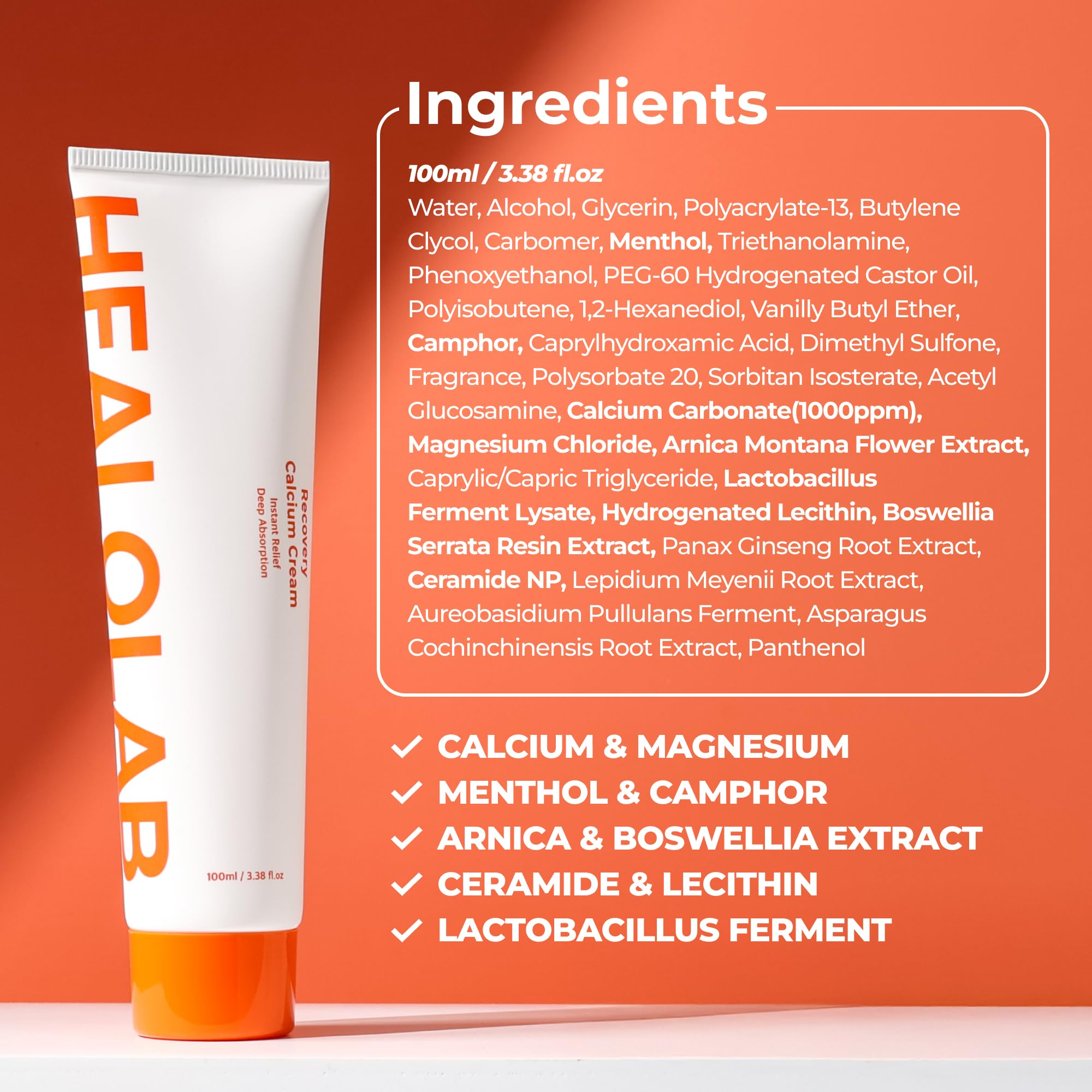 HEALOBEAM Relaxing Calcium Cream Fast Muscle & Joint Relief for Shoulder, Elbow, and Back – MSM, Magnesium Complex – Warm Sensation - TrustMedUSA