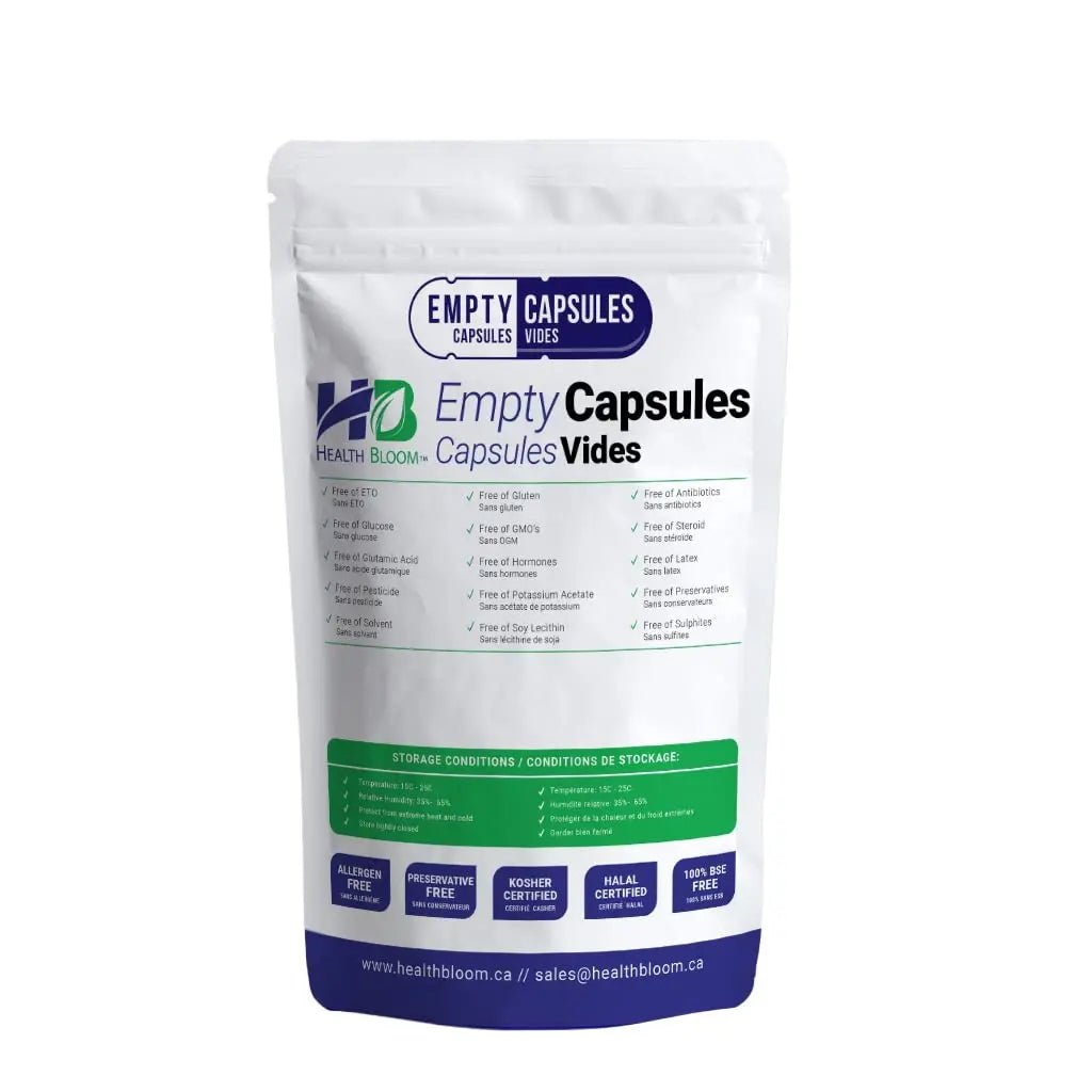 Health Bloom Inc. Empty Vegetable Capsules Size 2 Natural, 1000 Count - TrustMedUSA