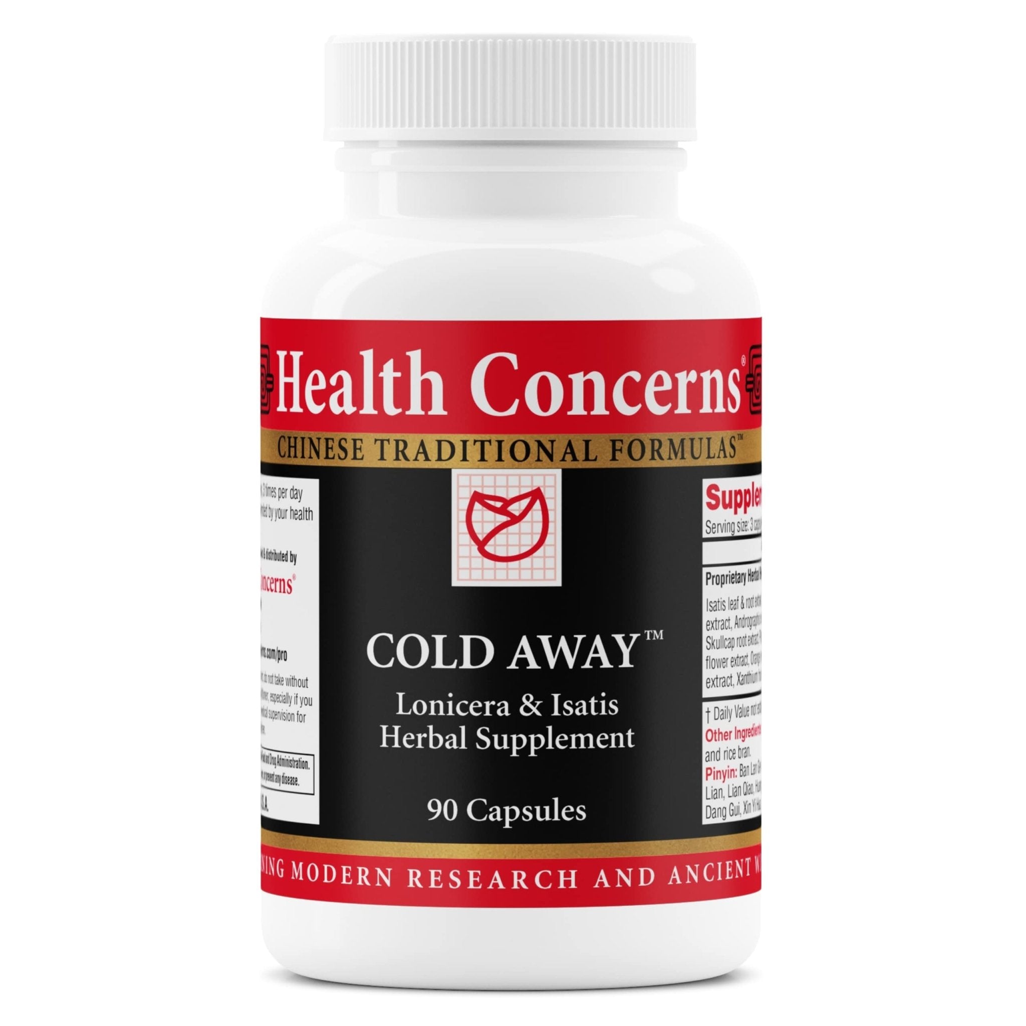 Health Concerns Cold Away - Immune Support & Defense - Vitamin Supplement for Flu Relief & Colds - Immunity System Booster - Licorice Root, Dong Quai, Chinese Skullcap & Andrographis - 90 Capsules - TrustMedUSA