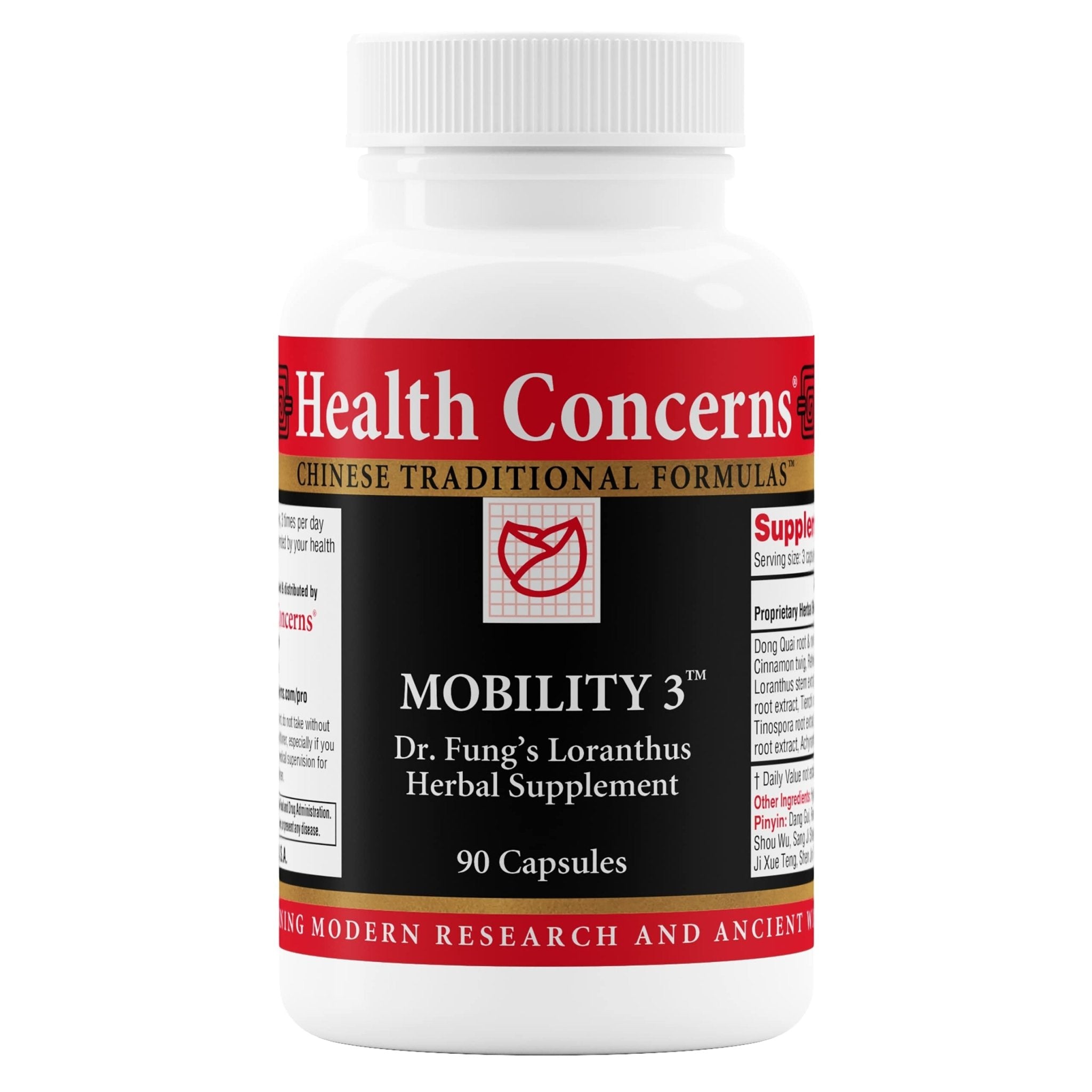 Health Concerns Mobility 3 – Joint & Muscle Support – Herbal Stiffness Supplement for Men & Women – Dong Quai, Ginseng, Fo-Ti, Loranthus & Ginger Formula – Chinese Support – 90 Capsules - TrustMedUSA