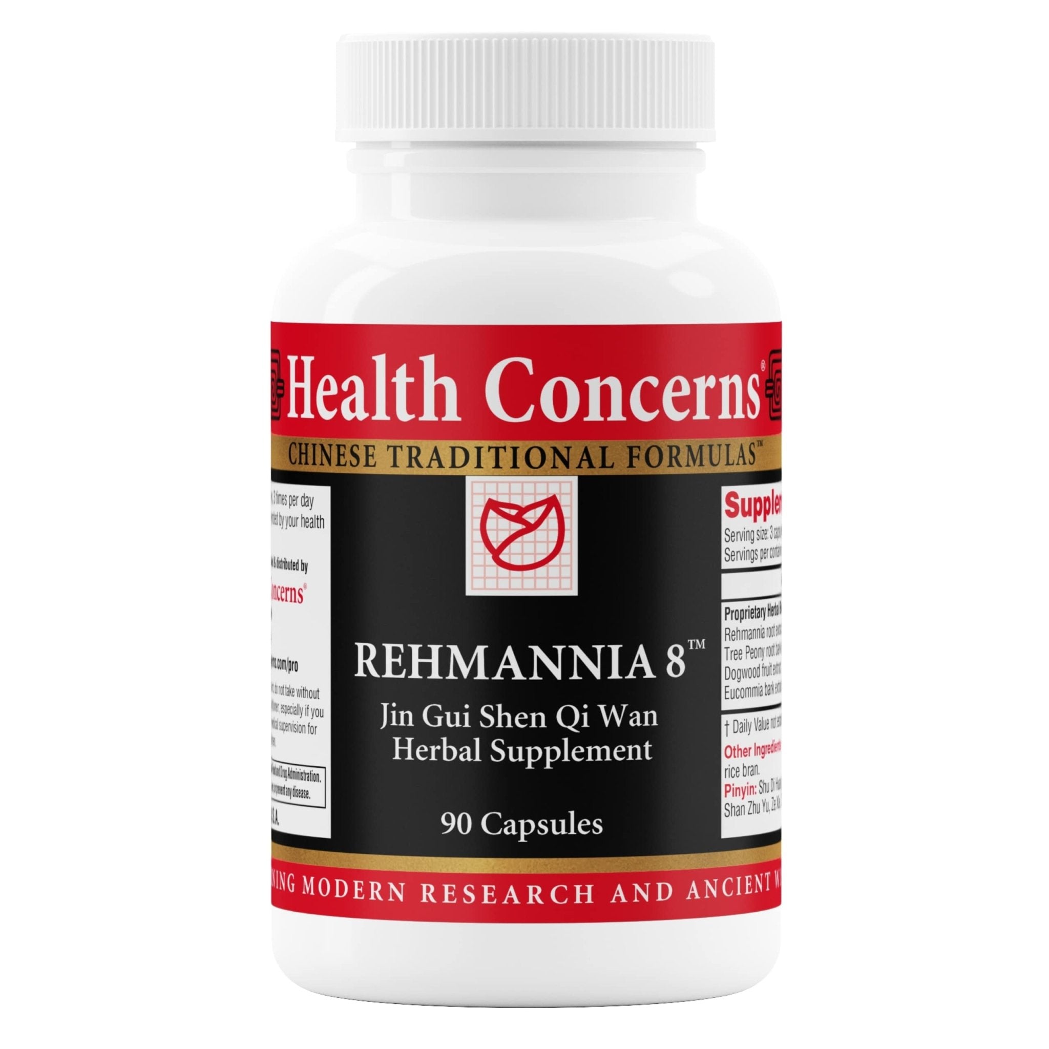 Health Concerns Rehmannia 8 - Kidney Cleanse Detox & Repair Supplement - Back Discomfort & Urinary Tract Health for Women & Men - Traditional Chinese Herbal Formula for Backaches - 90 Capsules - TrustMedUSA