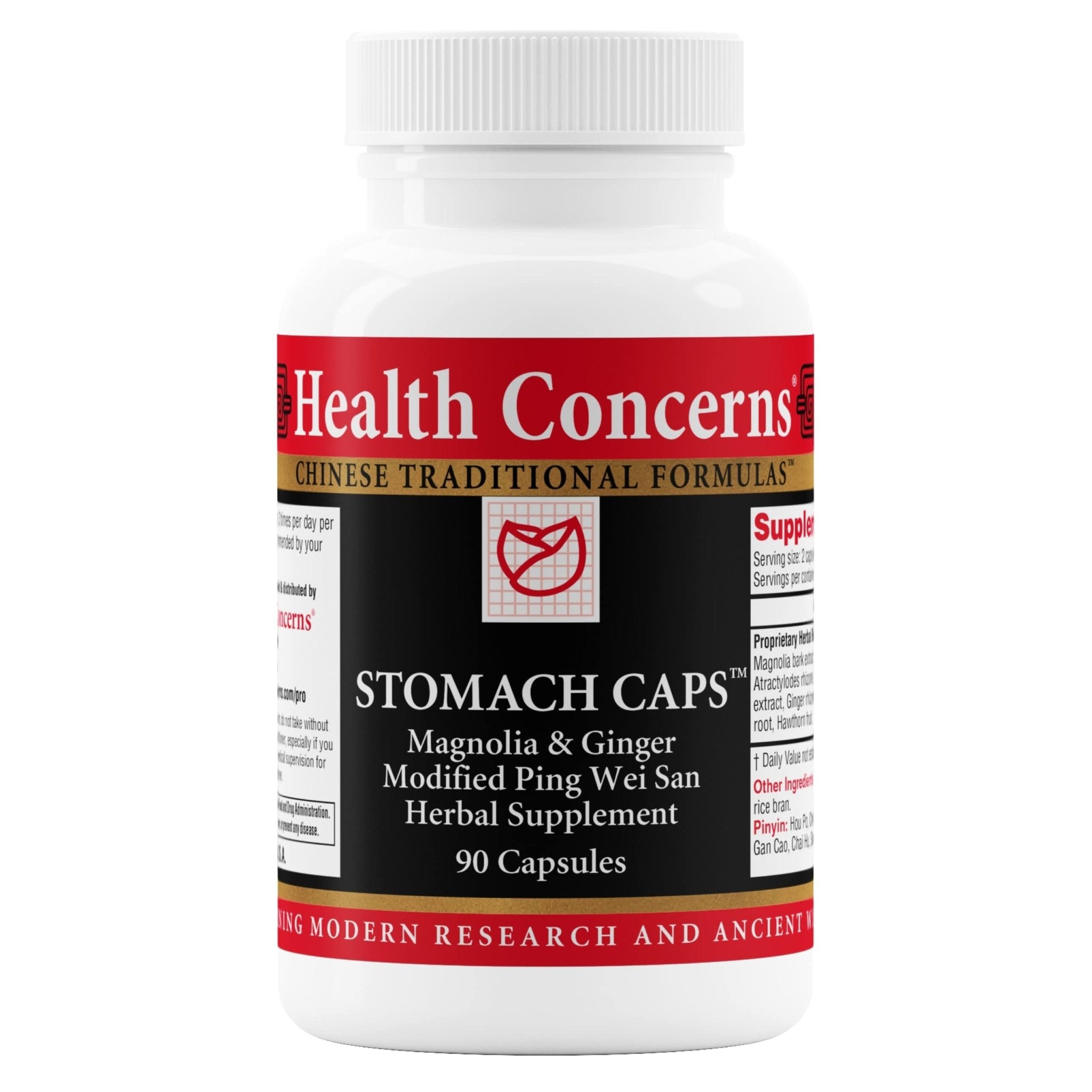 Health Concerns Stomach Caps – Digestive Support & Gut Health – Bloating & Gas Relief – Ginger & Magnolia Bark Chinese Herbal Supplement for Men & Women – Modified Ping Wei San – 90 Capsules - TrustMedUSA