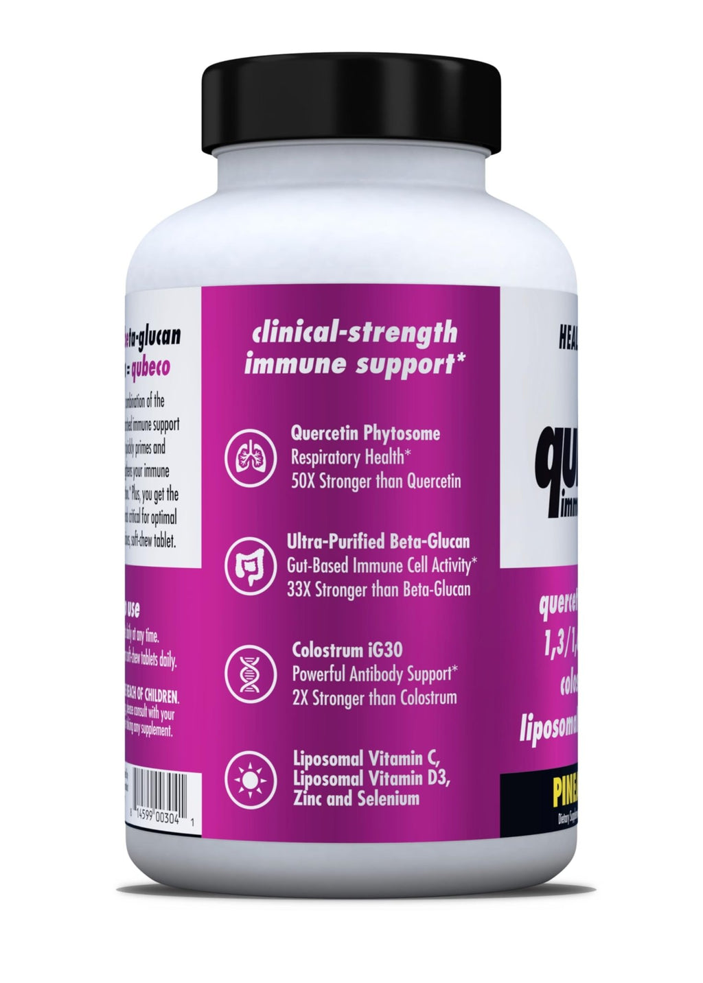 HEALTH DIRECT - Qubeco Immune Support with Vitamin D3, Liposomal Vitamin C, Quercetin, Beta-Glucan, Colostrum, Zinc, Selenium - Clinical Strength – 56 Soft Chew Tabs - 28 Day Supply - Pineapple Zest - TrustMedUSA