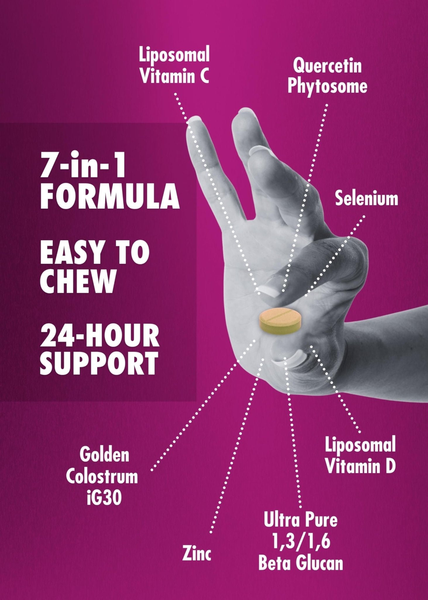 HEALTH DIRECT - Qubeco Immune Support with Vitamin D3, Liposomal Vitamin C, Quercetin, Beta-Glucan, Colostrum, Zinc, Selenium - Clinical Strength – 56 Soft Chew Tabs - 28 Day Supply - Pineapple Zest - TrustMedUSA