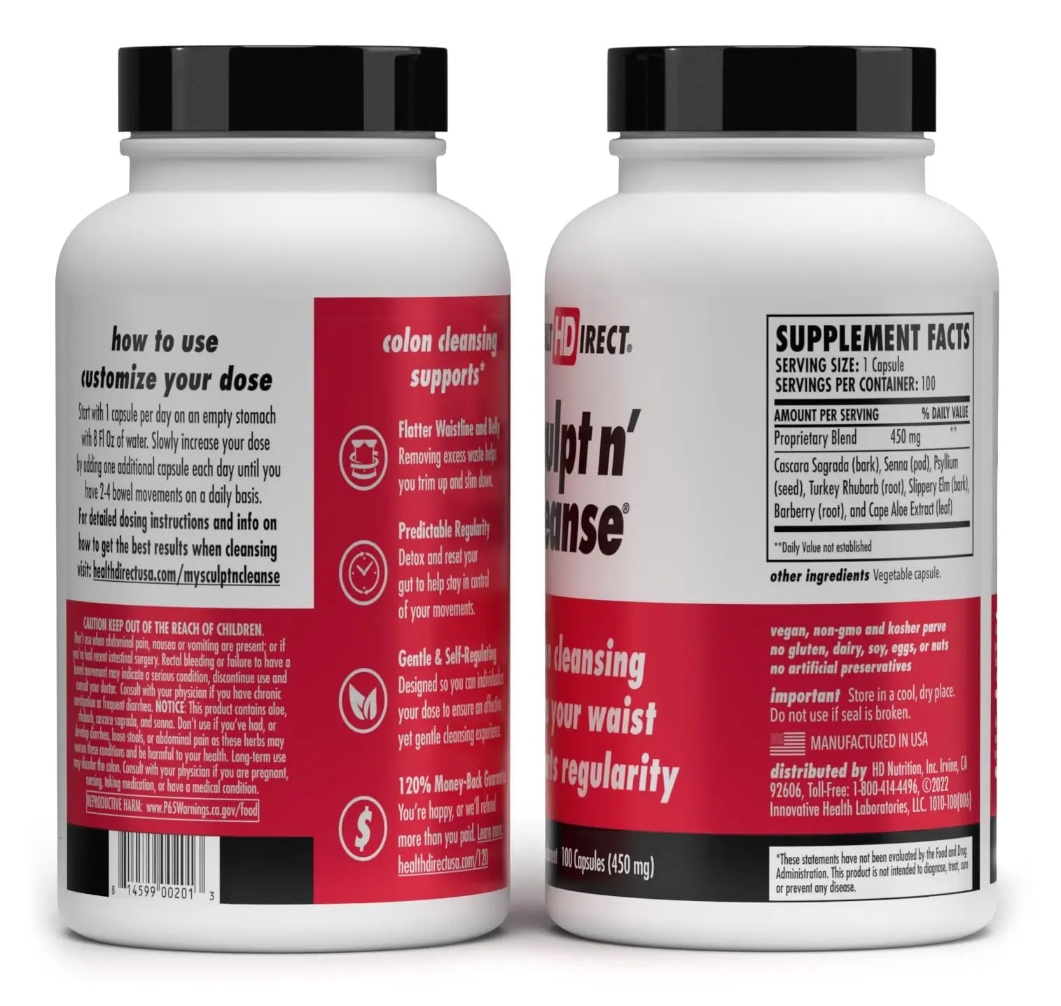 HEALTH DIRECT Sculpt n' Cleanse - Herbal Colon Cleanse for Digestive Health & Regularity - TrustMedUSA