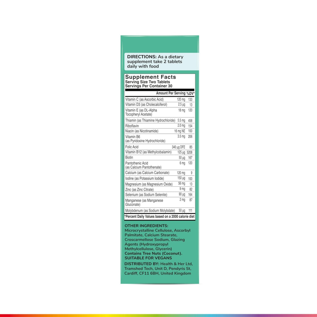 Health & Her Multivitamin for Women Taking Menopause Hormone Therapy (MHT/HRT) - Supplements for Women - Nutrition and Wellbeing Support - 1 Month Supply, 60 Tablets - Vegan & Gluten Free - Maple Wellness Supplements