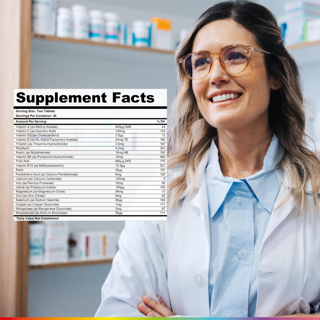 Health & Her Multivitamin Supplement for Women Taking Birth Control - Nutrition Support - 1 Month Supply, 60 Tablets - Vegan & Gluten Free - TrustMedUSA