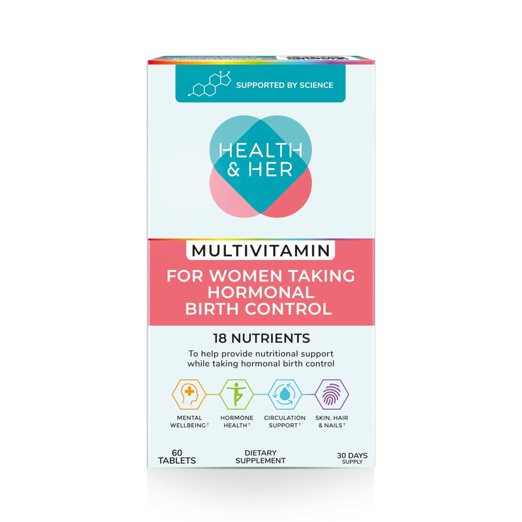 Health & Her Multivitamin Supplement for Women Taking Birth Control - Nutrition Support - 1 Month Supply, 60 Tablets - Vegan & Gluten Free - TrustMedUSA