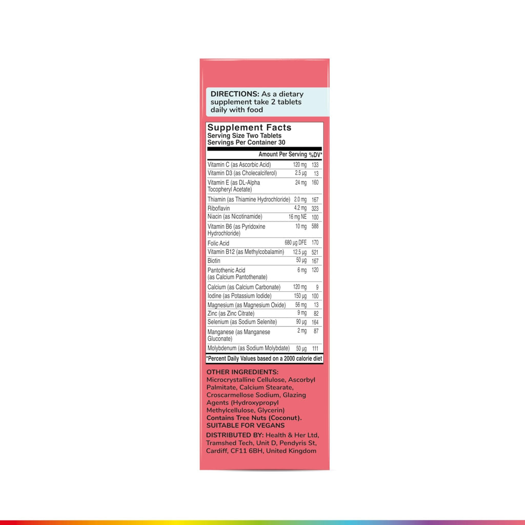 Health & Her Multivitamin Supplement for Women Taking Birth Control - Nutrition Support - 1 Month Supply, 60 Tablets - Vegan & Gluten Free - TrustMedUSA