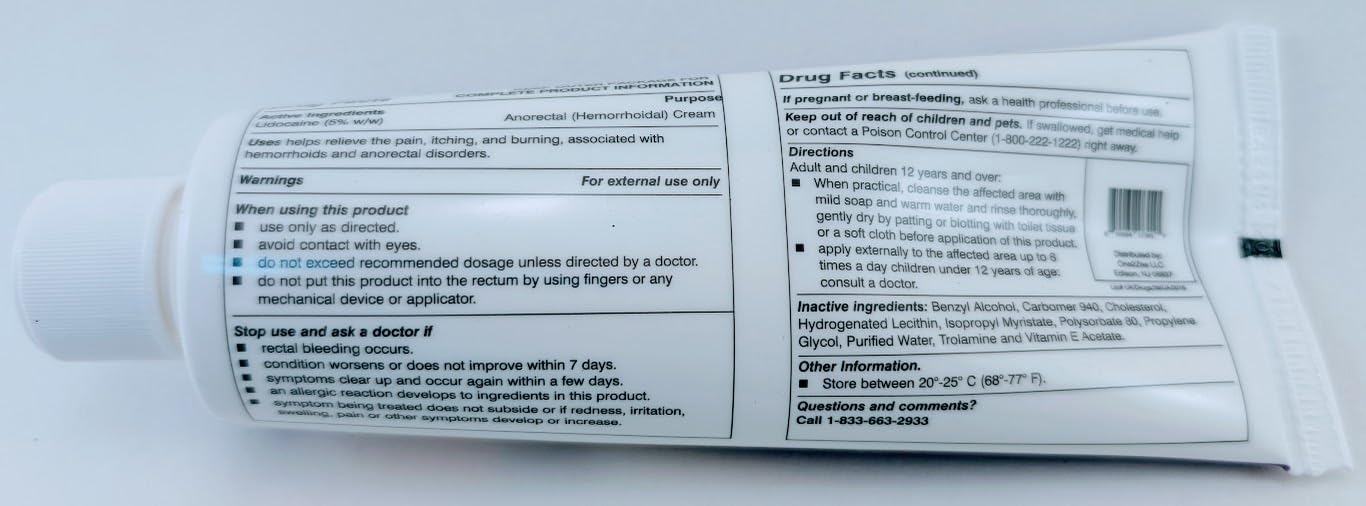 HEALTH ONE Lidocaine 5% Cream Maximum Strength Topical Anorectal Numbing Cream – 4 oz CRC Tube - TrustMedUSA