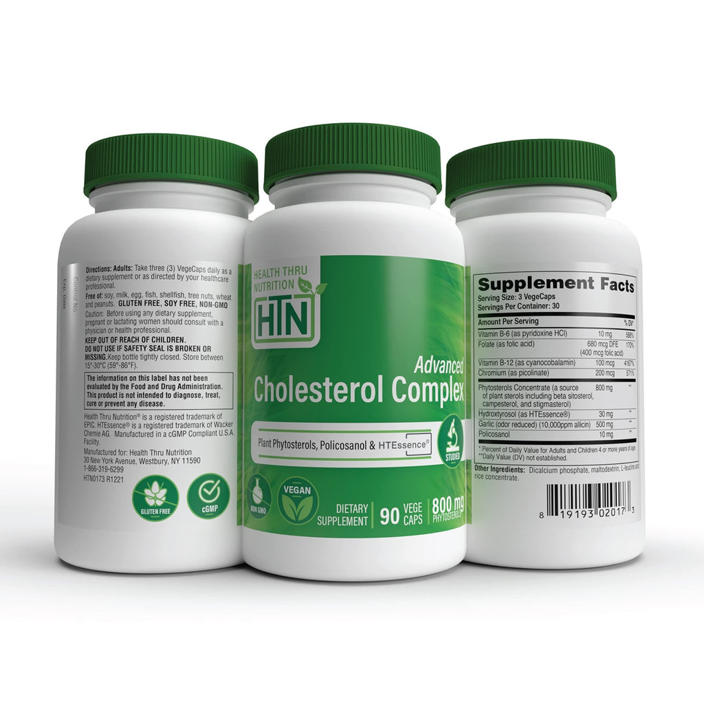Health Thru Nutrition Advanced Cholesterol Complex | Heart Health Support & Lipid Metabolism with Phytosterols, Policosanol, Hydroxytyrosol, Chromium and More | Vegan, Non-GMO (Pack of 90) - TrustMedUSA