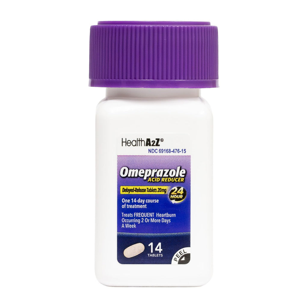 HealthA2Z® Acid Reducer | Omeprazole 20mg | Delayed - Release Tablets | 24 Hours | Treats Frequent Heartburn | Occuring 2 or More Days A Week (14 Counts) - Maple Wellness Supplements