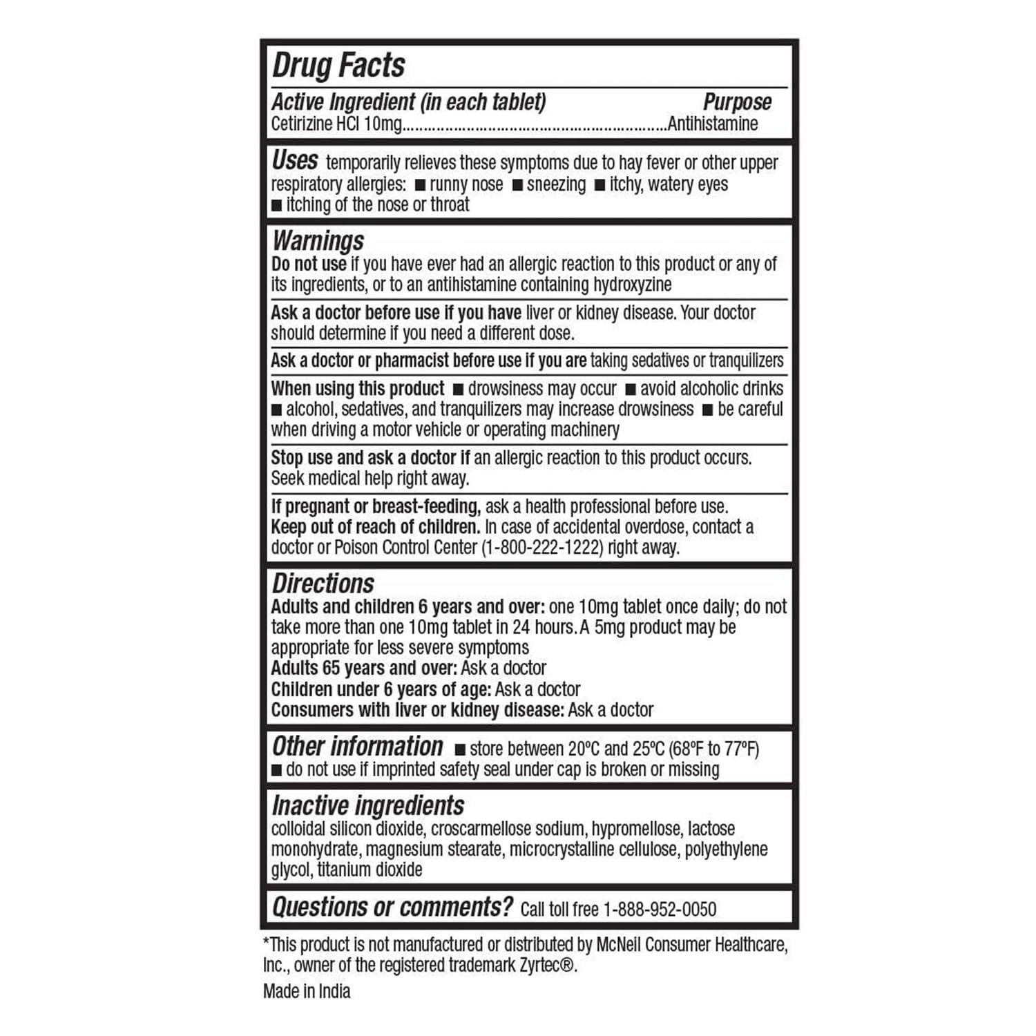 HealthA2Z® Allergy Relief, Cetirizine 10mg, Dye-Free Formula, 24-Hour Antihistamine, Indoor & Outdoor Allergy Relief, 500 Tablets - Maple Wellness Supplements