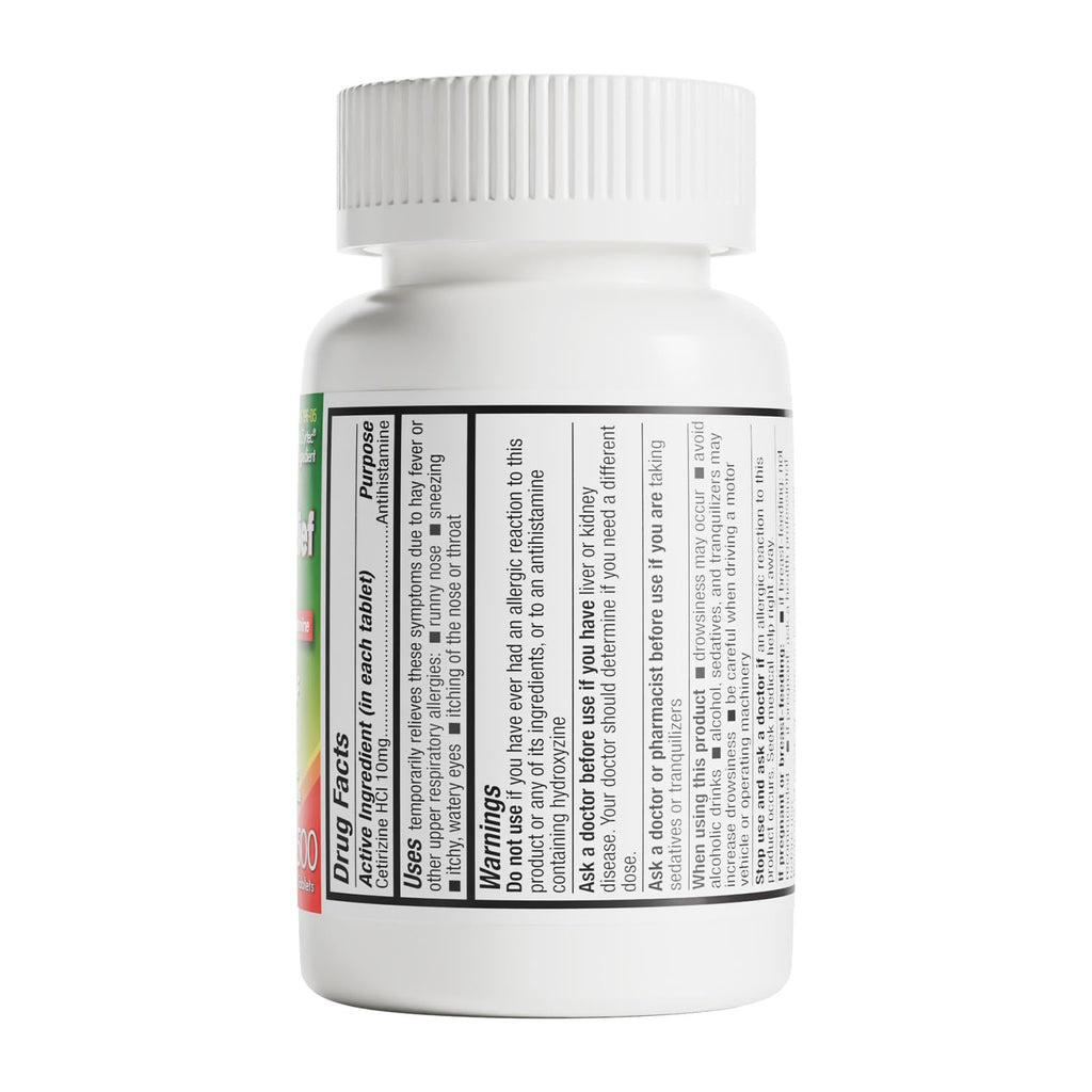 HealthA2Z® Allergy Relief, Cetirizine 10mg, Dye-Free Formula, 24-Hour Antihistamine, Indoor & Outdoor Allergy Relief, 500 Tablets - Maple Wellness Supplements