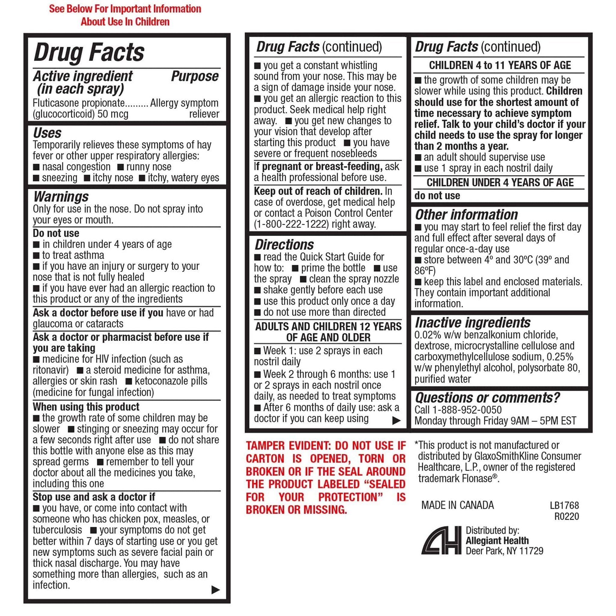 HealthA2Z® Allergy Relief, Fluticasone Propionate 50mcg, Nasal Spray, 24-Hour Allergy Relief, Dye Free, 240 Sprays (2 Pack, 120 Sprays Each) - Maple Wellness Supplements