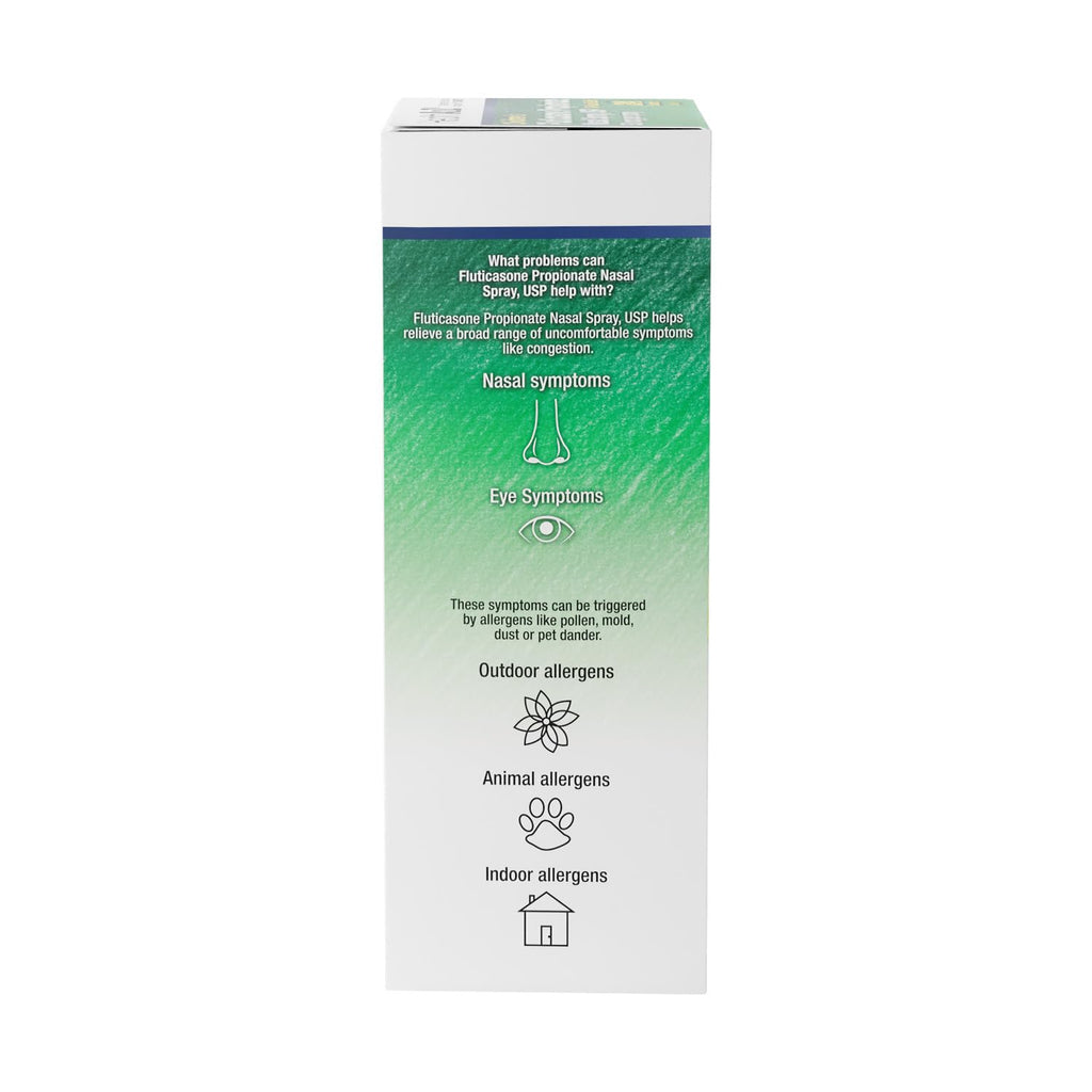 HealthA2Z® Allergy Relief, Fluticasone Propionate 50mcg, Nasal Spray, 24-Hour Allergy Relief, Nasal Decongestant, Dye Free, 72 Sprays (0.38 fl oz) - Maple Wellness Supplements