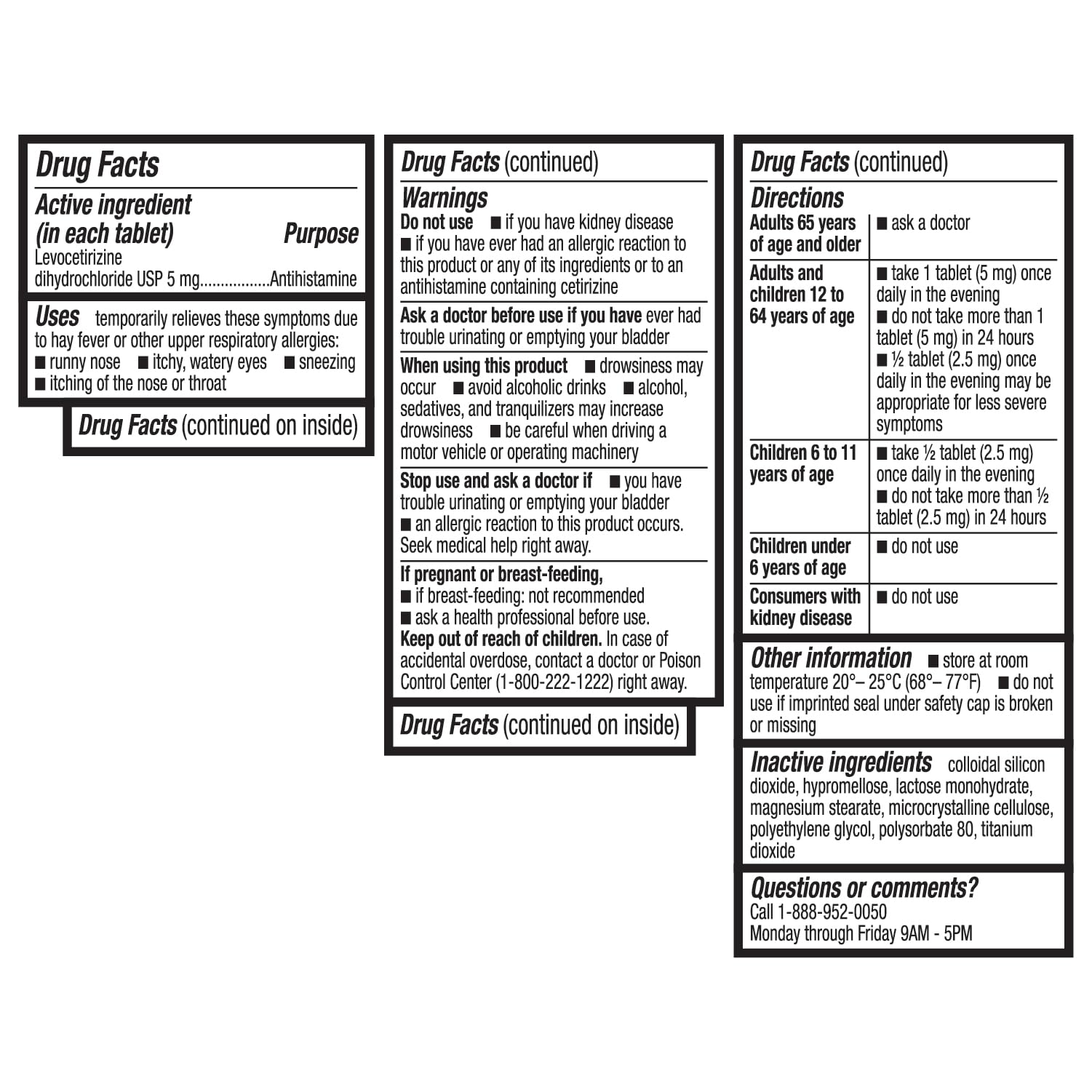 HealthA2Z® Allergy Relief, Levocetirizine Dihydrochloride 5mg, Dye Free Antihistamine, 24 Hours Relief from Sneezing, Runny Nose, Itchy Nose and Eyes (60 Counts) - Maple Wellness Supplements