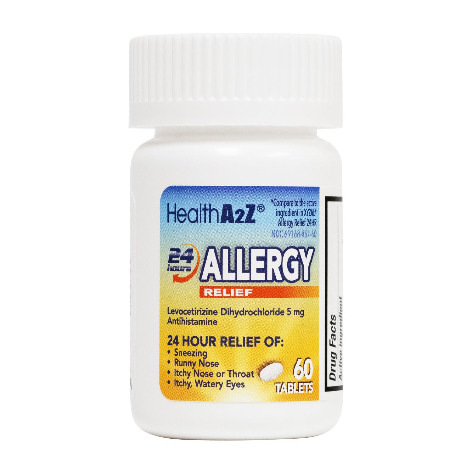 HealthA2Z® Allergy Relief, Levocetirizine Dihydrochloride 5mg, Dye Free Antihistamine, 24 Hours Relief from Sneezing, Runny Nose, Itchy Nose and Eyes (60 Counts) - Maple Wellness Supplements