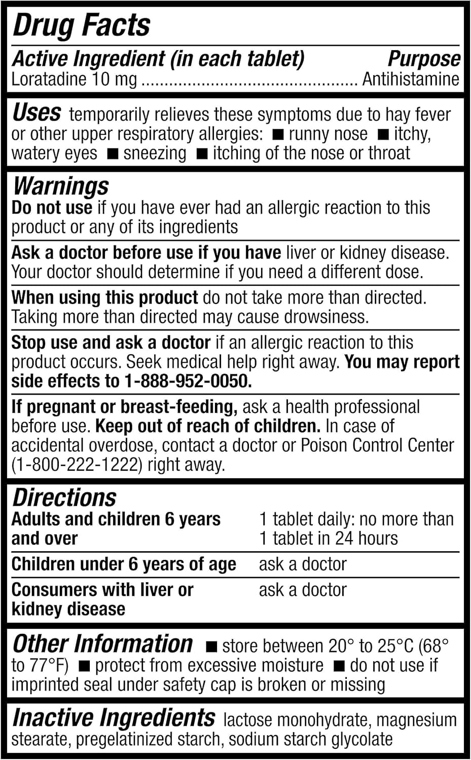 HealthA2Z® Allergy Relief, Loratadine 10mg Antihistamine, 500 Dye Free Tablets, Relief from Itchy Throat, Sneezing, Runny Noses, 24-Hours Allergy Medicine - Maple Wellness Supplements