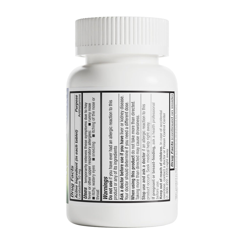 HealthA2Z® Allergy Relief, Loratadine 10mg Antihistamine, 500 Dye Free Tablets, Relief from Itchy Throat, Sneezing, Runny Noses, 24-Hours Allergy Medicine - Maple Wellness Supplements