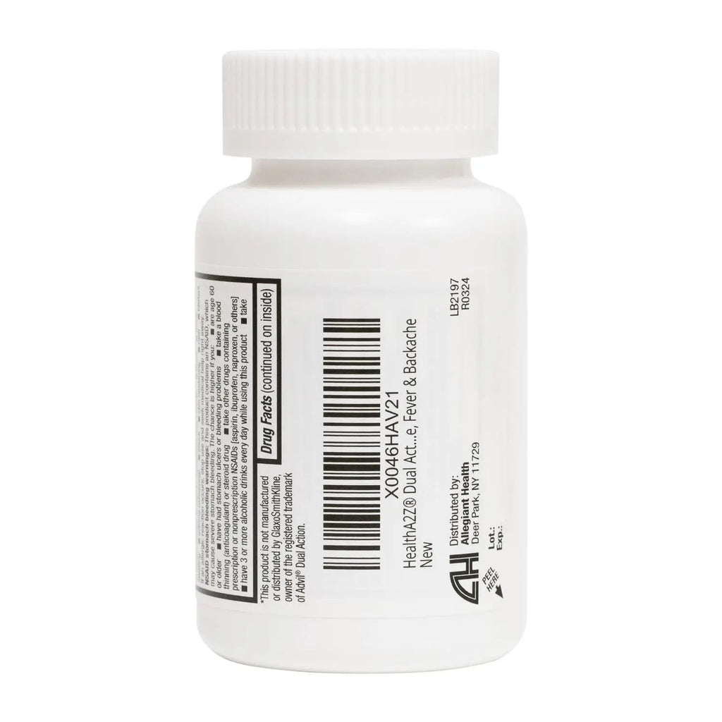 HealthA2Z® Dual Action Pain Relief | Acetaminophen 250mg & Ibuprofen (NSAID) 125mg | Contains Two Medicines | Relief from Headache, Fever & Backache (150 Caplets) - TrustMedUSA