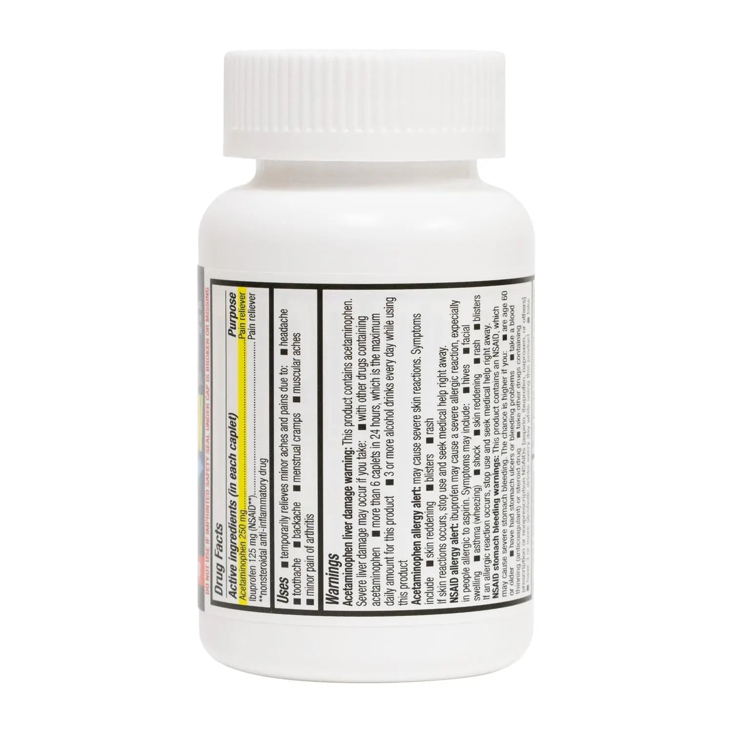 HealthA2Z® Dual Action Pain Relief | Acetaminophen 250mg & Ibuprofen (NSAID) 125mg | Contains Two Medicines | Relief from Headache, Fever & Backache (150 Caplets) - TrustMedUSA