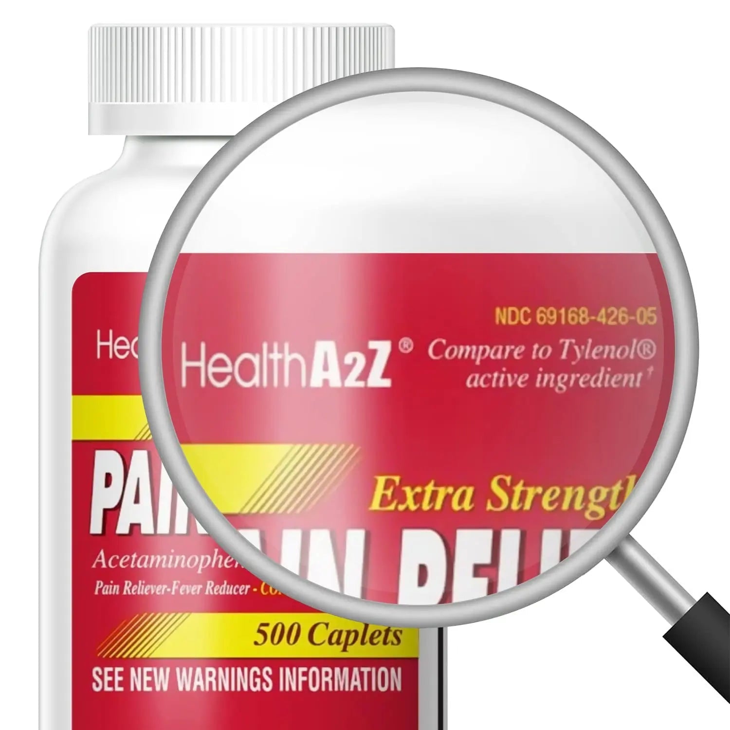 HealthA2Z® Extra Strength Pain Relief | Acetaminophen 500mg | Contains No Aspirin | Fever Reducer | Pain Reliever (500 Count (Pack of 1)) - TrustMedUSA